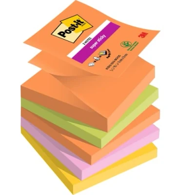 Afbeelding van Post it Super Sticky Z notes Boost, 90 vel, ft 76 x mm, geassorteerde kleuren, pak van 5 blokken memoblok