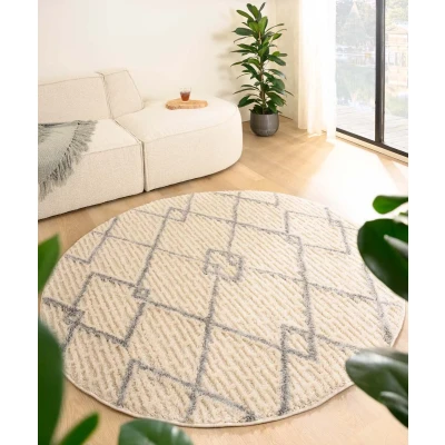 Afbeelding van Rond Tapijt/Vloerkleed Scandinavisch Fjord Hav Crème 120 Cm