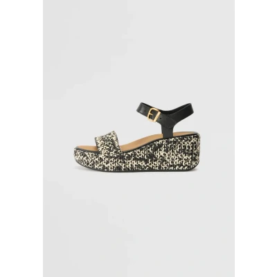 Afbeelding van FitFlop Platfforms Woven Wedge Ankle Strap Sandals ZWART Maat 41