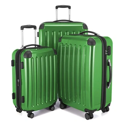 Afbeelding van HAUPTSTADTKOFFER Alex harde Koffer trolley rolkoffer reiskoffer, 4 dubbele wielen, uitbreiding, groen, Set, kofferset