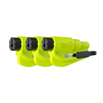 Afbeelding van RESQME 3 stuks autosleutelhangers, raambreker en veiligheidsgordelsnijder, noodhamer, geel