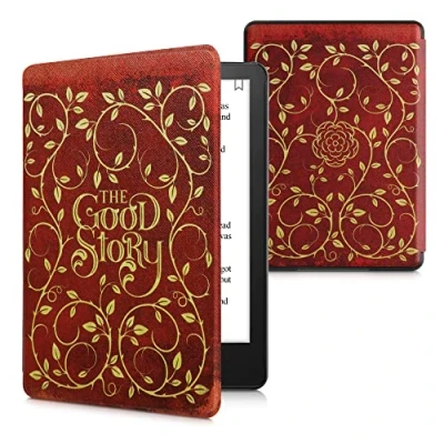 Afbeelding van kwmobile E reader hoesje geschikt voor Amazon Kindle Paperwhite 11. Generation 2021 hoes flip case met magnetische sluiting Ereader cover Sprookjesboek design in geel / oranje rood