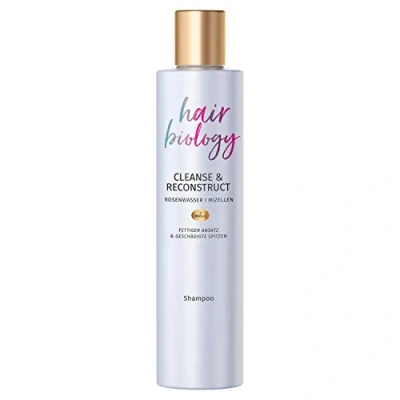 Afbeelding van Hair Biology Cleanse &amp; Reconstruct Shampoo 250 ml voor vettige wortels en beschadigde punten, haarverzorgingsshampoo dames, dieptereiniging, shampoo, siliconenvrij rozenwater