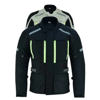 Afbeelding van Motorjas voor heren, goedgekeurd, met bescherming, winter/zomer, waterdicht, CE afscherming (EN 1621 1) Texpeed zwart XXL