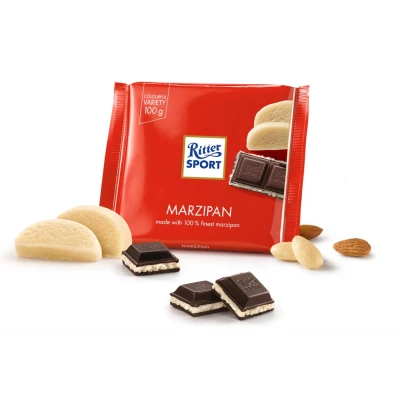 Afbeelding van Ritter Sport Chocolade Puur Marsepein tablet 100 gram