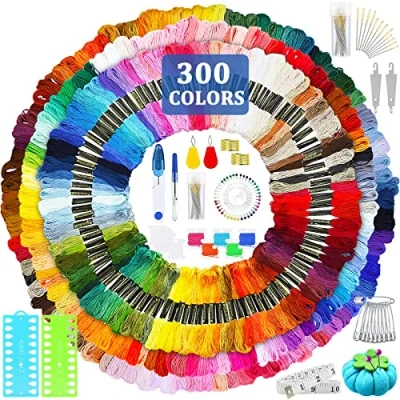 Afbeelding van IGUGI Stickgaren, 384 kleuren kruissteek + gereedschap, 300 stuks borduurdraden regenbogenkleur, draad voor kruissteken, kunsthandwerk, knutseldraad, armbandvlechten, haken, knopen