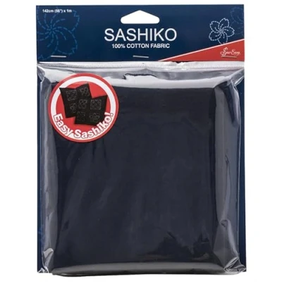 Afbeelding van Sew Easy Sashiko katoenen stof, geborduurd, 1 x 1,42 m, donkerblauw