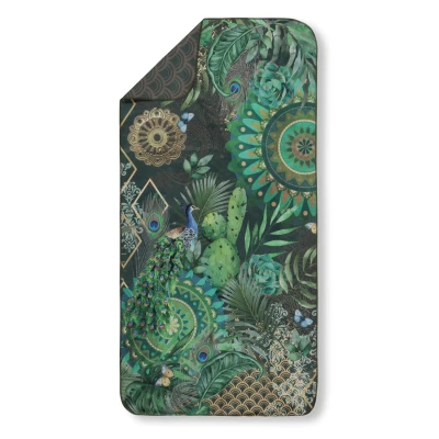 Afbeelding van HIP Sporthanddoek &quot;mandala&#039;s, cactussen en een pauw&quot; Groen (50x100 cm) Microvezel