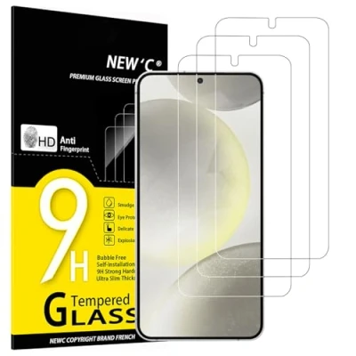 Afbeelding van NEW&#039;C Lot de 3 films protection d&#039;écran en verre blindé pour Samsung Galaxy S25 Plus/S25+, sans rayures, dureté 9H, film HD, ultra transparent, résistant
