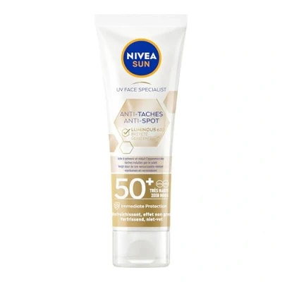 Image de NIVEA SUN Fluide UV visage Luminous 630 FPS 50+ (1 x 40 ml), Protection solaire anti taches à la formule légère et non grasse, Soin âge protecteur quotidien