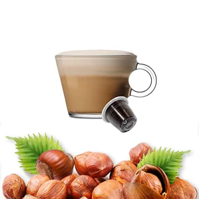 Afbeelding van 10 capsules met hazelnootsmaak, compatibel Nespresso koffie Kickkick