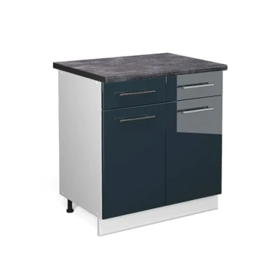 Afbeelding van Vicco Keukenonderkast Fame Line, Donkerblauw hoogglans/Wit, 80 cm , WB Antraciet