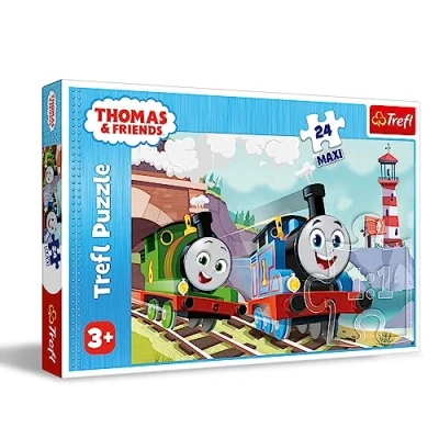Afbeelding van Trefl Thomas en zijn vrienden, Percy op de rails Puzzel 24 Maxi grote elementen, kleurrijke puzzels met cartoonfiguren, leuk voor kinderen vanaf 3 jaar