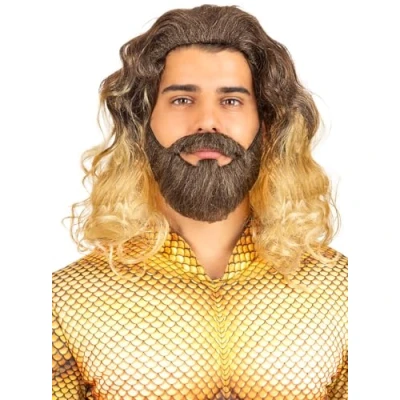 Afbeelding van FUNIDELIA Aquaman Pruik met baard voor vrouwen en mannen Bruin