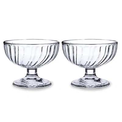 Afbeelding van Set van 2x stuks ijs/sorbet coupes op voet glas 380 ml IJscoupe glazen/schaaltjes
