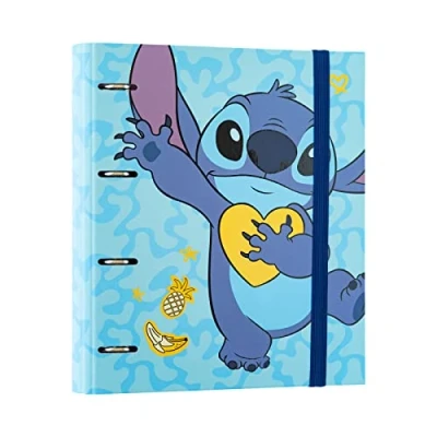 Afbeelding van Grupo Erik A4 map met 4 ringen Disney Lilo &amp; Stitch Harde ringen, formaat 27 x 32 cm Schoolbenodigdheden, organizer, kantoorbenodigdheden