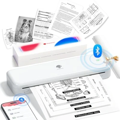 Afbeelding van Phomemo M834 thermische printer A4, mobiele A4 voor onderweg, compatibel met Android en iOS, draagbare printer, ondersteunt thermisch papier kantoor, school,