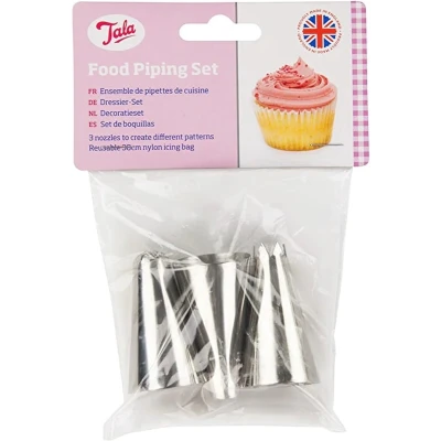 Afbeelding van Decoratieset, Set van 3 Spuitmondjes, RVS Tala