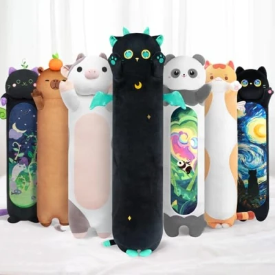 Afbeelding van Mewaii Kawaii pluche kussen, 50 cm, lang kussen voor kinderen, dieren, pop, speelgoed, schattig, pluizig, comfort, van als cadeau