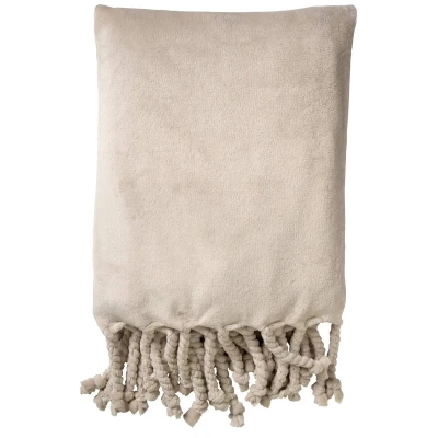 Afbeelding van Dutch Decor FLORIJN plaid 150 x200 cm grote fleece met flosjes Pumice Stone beige