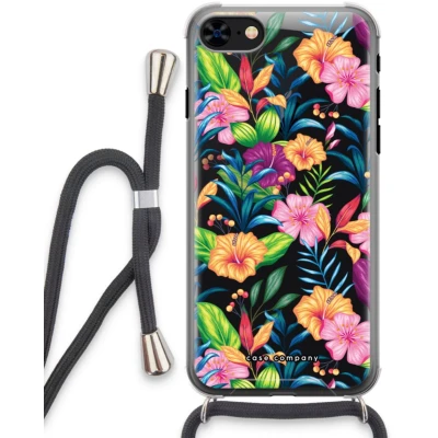 Afbeelding van Case Company® hoesje met Koord geschikt voor iPhone 7 Tropisch 2 Telefoonhoesje Zwart Extra Bescherming aan alle Kanten en Over de Schermrand