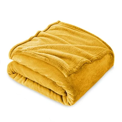Afbeelding van Flanel fleecedeken, 130 x 160 cm, bankovertrek, fleece, deken voor eenpersoonsbed, dik, zacht en warm, hoogwaardige deken, goudkleurig