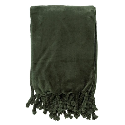 Afbeelding van Dutch Decor FLORIJN plaid 150 x200 cm grote fleece met flosjes Mountain View donkergroen