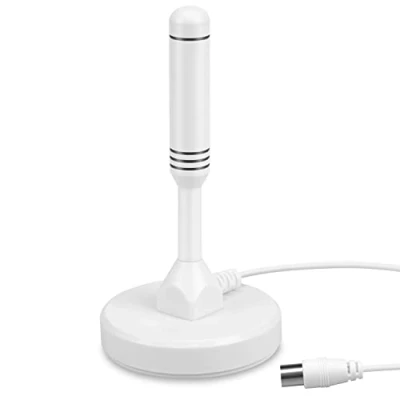 Afbeelding van August DTA240 digitale en UHD antenne, magnetisch, klein, draagbaar, discreet, UHF VHF, voor woonkamer, caravan, camper, kabel 2 m, wit