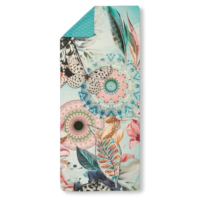 Afbeelding van HIP Yoga / Reishanddoek &quot;mandala&#039;s en bloemen&quot; Aqua (75x180 cm) Microvezel