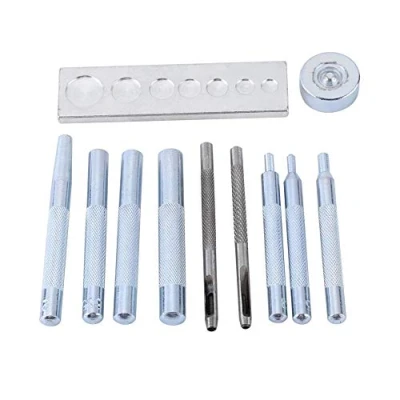 Afbeelding van 11 Stks Klinknagel Setter Kit Leer Ambachtelijke Snap Bevestiging Die Punch Gereedschap met Basis voor Knop Installeren