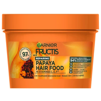 Afbeelding van 1+1 gratis: Garnier Fructis Hair Food Papaya 3 in 1 Haarmasker 390 ml