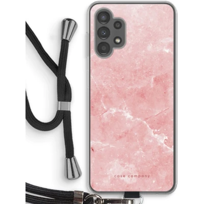 Afbeelding van Case Company® hoesje met Koord geschikt voor Samsung Galaxy A13 4G Roze marmer Telefoonhoesje Zwart Bescherming aan alle Kanten en Over de Schermrand