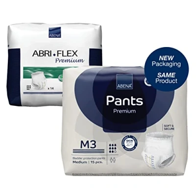 Afbeelding van ABENA Pants Premium M3 15x Absorberend Broekje, te Dragen als Gewoon Ondergoed Voor het Verlies van de Hele Blaasinhoud en (Dunne) Ontlasting Heupomvang 80 110 cm Absorptie 2400 ml