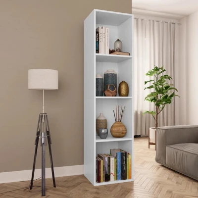 Afbeelding van Boekenkast/tv meubel 36x30x143 cm bewerkt hout wit