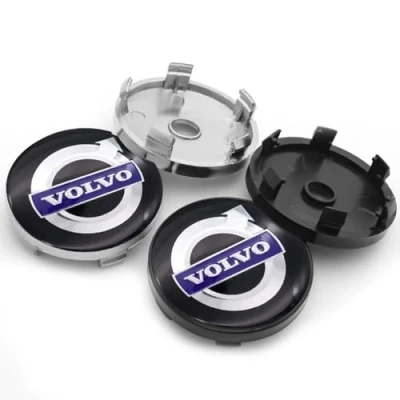 Afbeelding van Set van 4 naafdoppen voor Volvo, 60 mm, naafdoppen, wieldoppen, accessoires, zilverkleurig