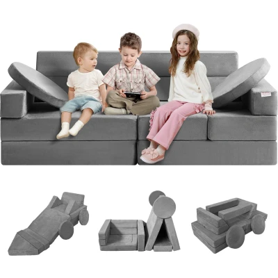 Afbeelding van VEVOR Speelbank, 15 stuks, modulaire bank voor kinderen, van schuim peuters met 25D spons hoge dichtheid, om te spelen, creëren, slapen, fantasierijke meubels kinderen