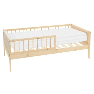 Afbeelding van Kinderbed 80x160 cm met matras, lattenbodem en uitvalbescherming in natuurlijk ML design