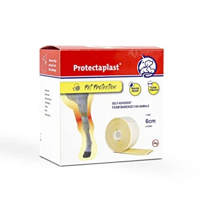 Afbeelding van Protectaplast zelfklevend verband voor huisdieren, 6 cm x 4,5 m, zelfklevend, latexvrij en honden, katten, paarden, pleistermateriaal honden wonden
