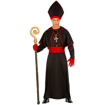 Afbeelding van Widmann Monnik &amp; Pater Priester Kostuum Bisschop Otto Obscura Man Zwart XL Halloween Verkleedkleding