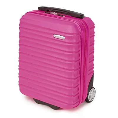 Image de WITTCHEN valise Cabine de Voyage Petite Bagage à Main Rigide en ABS avec 2 roulettes pivotantes Poignée télescopique Groove Line Taille XS rose Brussels Airlines/Ryanair/TUI fly Belgium