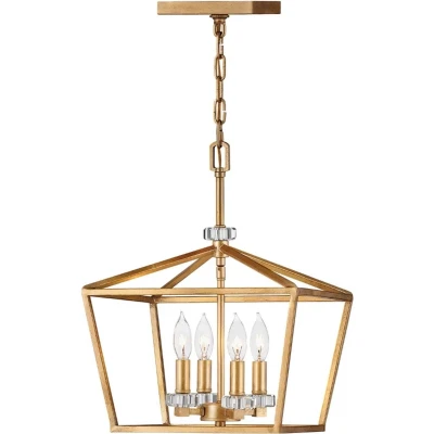 Afbeelding van Hinkley LED Pendelarmatuur Stinson 4X E14 Max 60W Dimbaar Distressed Brass