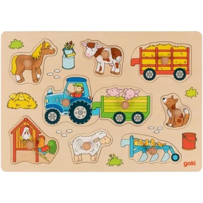 Afbeelding van Goki Steckpuzzle Traktor MIT ANHÄNGERN Puzzel multicoloured voor kinderen, Maat: One Size, Multi coloured