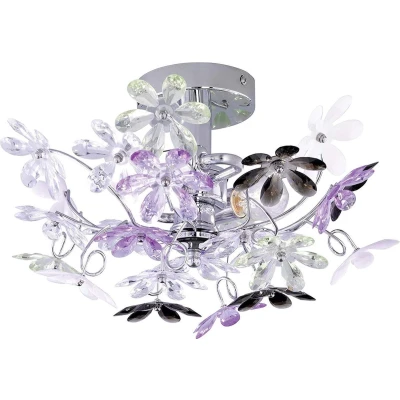 Afbeelding van REALITY FLOWER Wandlamp Chroom excl.2x E14 Bloemen in helder en Multikleur