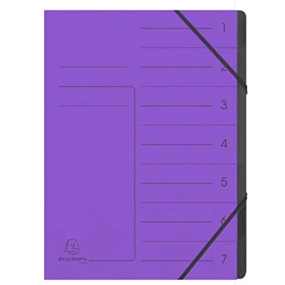 Afbeelding van Exacompta Ref. 540708E 1 map met genieten rug elastieken omslag van glanzend karton en binnenkant zwart gerecycled 7 vakken afmetingen: 24,5 x 32 cm A4 kleur: paars