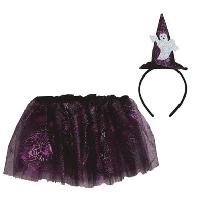 Afbeelding van Fiestas Guirca meisjes ghost set tutu en tiara 30 cm Halloween kostuum voor kinderen