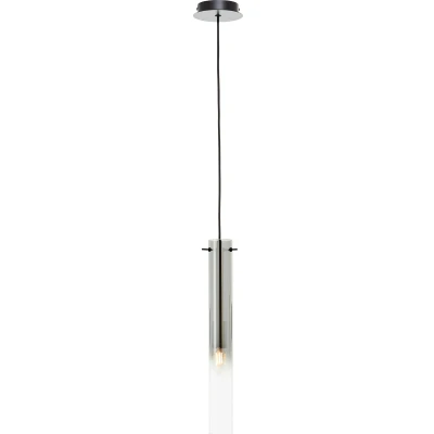 Afbeelding van Brilliant Lamp Glasini hanglamp 1 lamps mat zwart/gerookt glas aluminium/zwart kunststof 1x C35, E14, 25 W