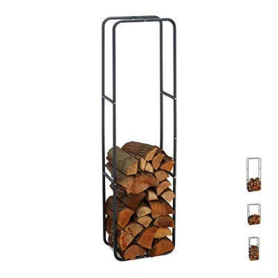 Afbeelding van relaxdays Brandhout rek haardhout opslag binnen buiten metaal 150 x 40 25 cm