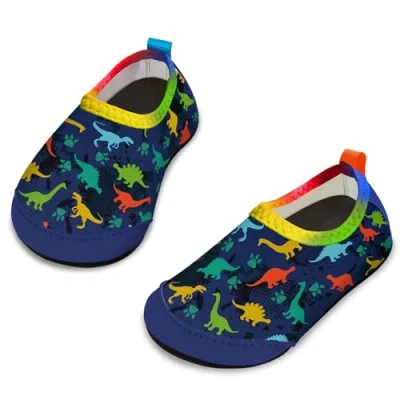 Afbeelding van Yorgou Waterschoenen voor kinderen, antislip, duikschoenen, sneldrogend, strand, meisjes, jongens, Blauwe dinosaurus