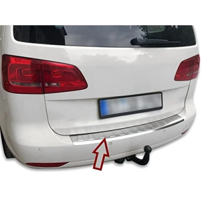 Afbeelding van Bumperbescherming van mat roestvrij staal, geschikt voor VW Touran 1T3 2010 2015 Met rand Topkwaliteit RECAMBO