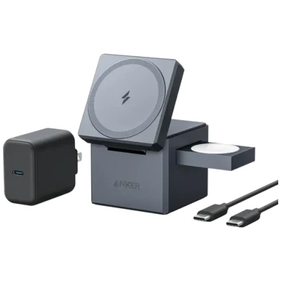 Afbeelding van Anker 3 In 1 Cube Draadloze Snellader 15W Grijs